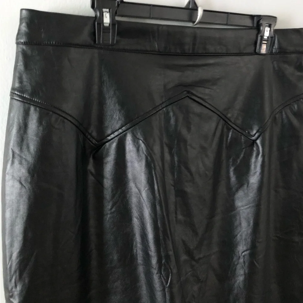 2 Fly Black Faux Leather Pencil Skirt Rockabilly Western Goth Alternative 2X